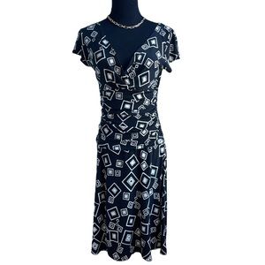 Bouquet black and white midi dress